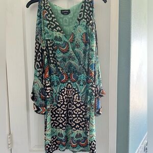BEBE open sleeve beaded dress XS